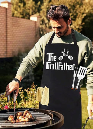 Grill Aprons for Men Dad - The Grill father Apron - Funny Chef Cooking Grilling BBQ Apron with 2 Pockets - Birthday Fathers Day Christmas Gifts for Dad