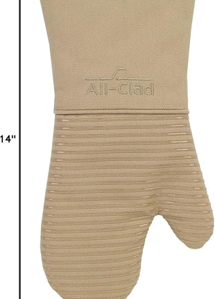 All-Clad Premium Silicone Oven Mitt: Heat Resistant to 500 Degrees - 100% Cotton & Silicone, 14"x7" Pot Holder for Kitchen and Barbeque, (1-Pack), Cappuccino