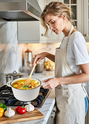 Dutch Oven,Cast Iron Dutch Ovens,Dutch Oven Pot with Lid,4.5 QT Enamel Dutch Pot,Dutch Ovens with Dual Handles,Cast Iron Pot for Braiser,Cooking,Gifts for Family,White