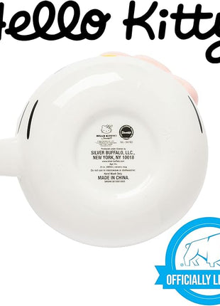 Silver Buffalo Sanrio Hello Kitty Light Pink Bow Ceramic 3D Sculpted Mug, 20 Ounces