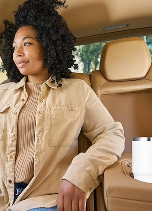 VEGOND 20 oz Tumbler Bulk with Handle Lid and Straw, Stainless Steel Insulated Travel Coffee Mug Set, Spill Proof Double Wall Metal Tumblers Cups, White 6 Pack