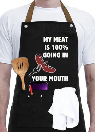 REHAVE Funny Gifts for Men and Women – Naughty Birthday Gifts for Husband, Boyfriend, Fiance, Guy, Him, Friends – Grilling gifts – Unique Birthday Gifts – Men's Cooking BBQ Apron Joke Gifts for Him