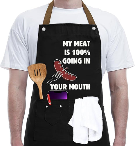 REHAVE Funny Gifts for Men and Women – Naughty Birthday Gifts for Husband, Boyfriend, Fiance, Guy, Him, Friends – Grilling gifts – Unique Birthday Gifts – Men's Cooking BBQ Apron Joke Gifts for Him