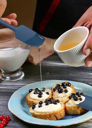 Coukre Silicone Spatula Set of 5,High Temperature Resistant, Food Grade Silicone, Dishwasher Safe, for Baking, Cooking (Pure Deep Blue)