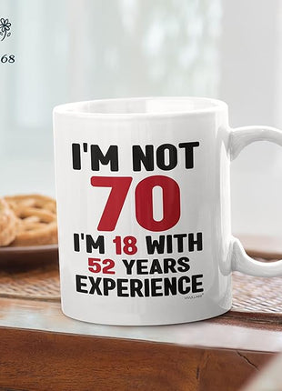 Vivulla68 70th Birthday Mug 11oz, 70 Year Old Birthday Gifts for Men - Funny Gift for Women, Men - Vintage 1955 Coffee Cup - Unique Present for Man, Woman, Mom, Dad, Grandma, Grandpa - Turning 70 Idea