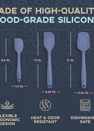 MAGICAL BUTTER Silicone Spatulas 3-Pack - Heat-Resistant & Dishwasher-Safe Kitchen Tools - Spatulas & Spoonula with Non-Slip Grip - Easily Combine Ingredients & Remove Mixtures from Molds & Trays