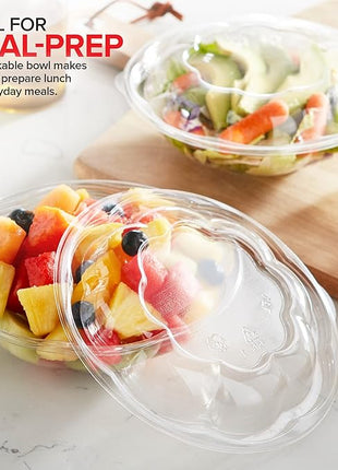 Stock Your Home 18oz Clear Plastic Salad Bowls with Lids Disposable (50 Pack) Mini Takeout Container with Snap on Lid for Fruit Salads, Quinoa, Lunch and Meal Prep, Acai Bowl, To-Go Party Containers
