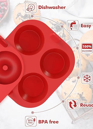 Webake Silicone Air Fryer Muffin Pan and Donut Pan, Make 2.8" Standard Size Cupcakes and Donuts, Nonstick BPA-Free, Set of 2