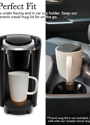 Mora Ceramics Large Tea Mug with Loose Leaf Infuser and Ceramic Lid, 18 oz, Portable, Microwave and Dishwasher Safe, Tall Coffee Cup - Rustic Matte Ceramic Glaze, Modern Herbal Tea Strainer, Cotton