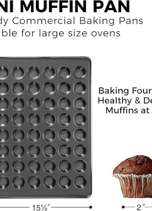 HONGBAKE 48 Cup Mini Muffin Pan, Small Cupcake Pan, Premium Nonstick Muffin Tin for Baking Cheesecake, Dishwasher Safe and Heavy Duty, Carbon Steel