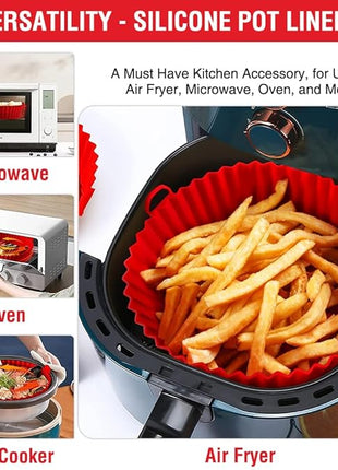 Silicone Liners for Ninja Air Fryer AF101/161/150, Compatible with COSORI/Gourmia/PowerXL/Instant Essentials/Fabuletta/Chefman/Dreo/Ultrean Air Fryer 3-5QT