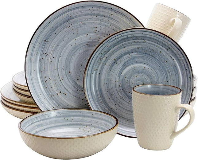 Elama Luxurious Mellow 16Piece Dinnerware Set in Powder Blue with Complete Setting for 4