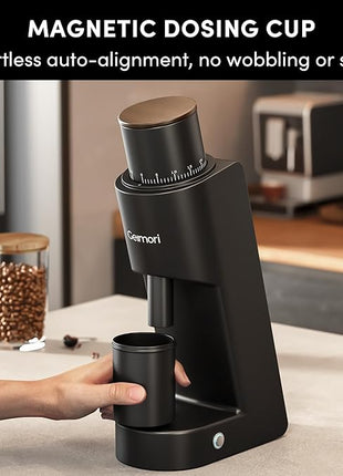 Burr Coffee Grinder,Wirsh Electric Single Dose Coffee Grinder Geimori GU38 with 38mm 6-Core Conical Burr,Stepless Adjustment for Espresso,Drip,French Press,Cold Brew,Bellows Included.