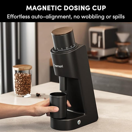 Burr Coffee Grinder,Wirsh Electric Single Dose Coffee Grinder Geimori GU38 with 38mm 6-Core Conical Burr,Stepless Adjustment for Espresso,Drip,French Press,Cold Brew,Bellows Included.