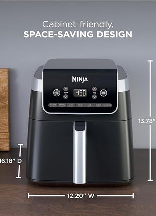 Ninja | Air Fryer Pro XL | 6.5QT Capacity fits up to 9lbs of Wings| 7-in-1 Max Crisp, Broil, Air Fry, Roast, Bake, Reheat & Dehydrate | Dishwasher Safe Parts | Space Saving | Grey | AF182AMZ