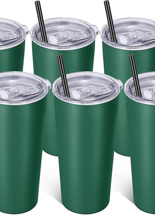 VEGOND 20oz Tumbler Stainless Steel Tumbler with Lid And Straw Vacuum Insulated Double Wall Travel Coffee Mug(dark green package 6)