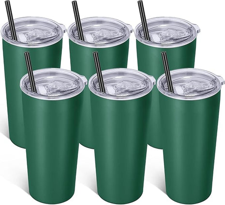 VEGOND 20oz Tumbler Stainless Steel Tumbler with Lid And Straw Vacuum Insulated Double Wall Travel Coffee Mug(dark green package 6)
