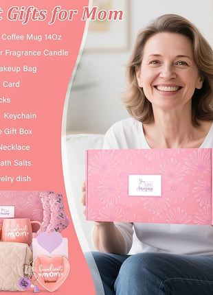 Mom Birthday Gifts for Mom from Daughter Son - Funny Christmas Birthday Gifts Ideas for New Moms Mother - 14Oz Ceramic Coffee Mug, Heart-Shaped Jewelry Dish, Gift Boxed Set, 10pcs - Best Moms Gift