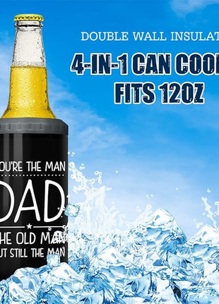 SANDJEST 4-in-1 Dad Tumbler Gifts for Dad from Daughter Son - 12oz Funny Old Man Dad Can Cooler Tumblers Cup - Stainless Steel Insulated Cans Coozie Christmas, Birthday, Father's Day Gift