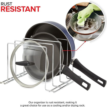 Stock Your Home Chrome (2 Pack) Steel Baking Pan Organizer Rack for Cabinet or Counter, Holder for Kitchen Cutting Boards, Pot Lids, or Cookie Sheets - Rust Proof Wire, Drying Storage