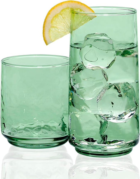 Anchor Hocking Fern Green Brockhill Drinking Glasses (16-Pieces, 12-ounce and 18-ounce, dishwasher safe)