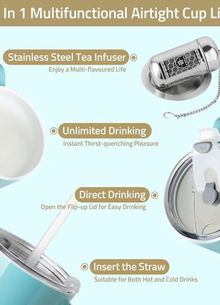 Sweejar Ceramic Travel Mug with Lid, 16 oz Portable Coffee Mug, Dishwasher Safe Tea Cup with Infuser, Reusable Teacup for Car Cup Holder, Tea Lovers(Purple)