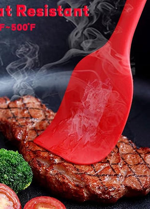 8 Pieces Silicone Spatulas, 8.3 inch Small Spatulas Non-stick Heat-Resistant Non-stick with Stainless Steel Core For Cake Cream Cooking Gadget (Red)