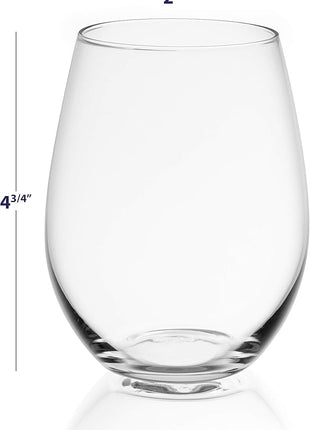 JoyJolt Stemless Wine Glasses Set of 4 – 19 oz Clear Glass Tumblers for Red & White Wine, Cocktails, Dishwasher Safe, Perfect for Home Bar, Gifts