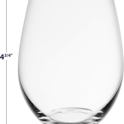 JoyJolt Stemless Wine Glasses Set of 4 – 19 oz Clear Glass Tumblers for Red & White Wine, Cocktails, Dishwasher Safe, Perfect for Home Bar, Gifts