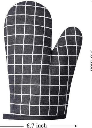 Oven Mitts and Potholders BBQ Gloves-Oven Mitts and Pot Holders with Recycled Infill Silicone Non-Slip Cooking Gloves for Cooking Baking Grilling (4-Piece Set,Black)
