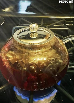 Hiware Glass Teapot with Stainless Steel Infuser & Lid, Borosilicate Glass Tea Pot Stovetop Safe, Blooming & Loose Leaf Teapots, 27 Oz