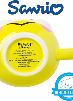 Silver Buffalo Sanrio Hello Kitty and Friends Keroppi Ceramic 3D Sculpted Mug, 20 Ounces