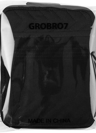 GROBRO7 5Pack Cotton Pocket Pot Holder Set Kitchen Heat Resistant Potholder Machine Washable Hot Pads Bulk Oven Mitts Black Plain Hot Pads Trivet for Baking Cooking with Pocket 7x9