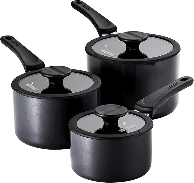 Tramontina Aluminum Non Stick 6-Piece Nesting Sauce Pan Set with Lids - Gray, Kitchen Nonstick Cookware Set, Dishwasher and Oven Safe