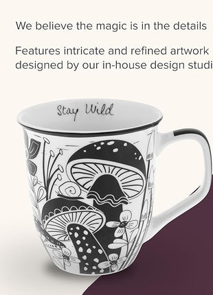 Karma Gifts 14 oz Black and White Boho Mug Celestial - Cute Coffee and Tea Mug - Ceramic Coffee Mugs for Women and Men