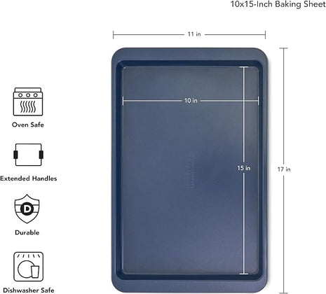 KitchenAid 10x15in Nonstick Aluminized Steel Baking Sheet, Ink Blue