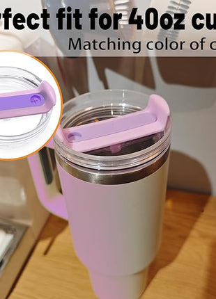 40 OZ Tumbler Lid Replacement Fit for Stanley Cup, 2 Pack Clear Replacement Lids Fit for Stanley Travel Tumbler, Spill Proof Tumbler Covers for Stanley Cup Accessories (Clear - Purple)