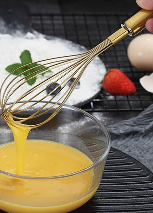 Berglander Colorful Whisks Set - Stainless Steel 8" Gold, 10" Rose Gold, 12" Rainbow Wire Whisks for Cooking