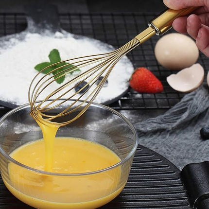 Berglander Colorful Whisks Set - Stainless Steel 8" Gold, 10" Rose Gold, 12" Rainbow Wire Whisks for Cooking