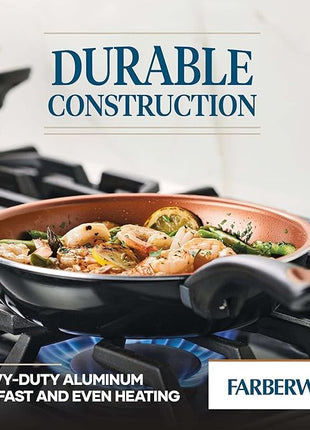 Farberware 10365 Glide Dishwasher Safe Nonstick Cookware Set / Pots and Pans Set - 11 Piece, Black