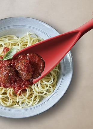 Silicone Spatula Spoon, Great for Both Cooking and Serving Durable BPA-Free Matte Black Silicone, Seamless Design, Safe for Nonstick Cooking Surfaces, 2-Pcs, Red