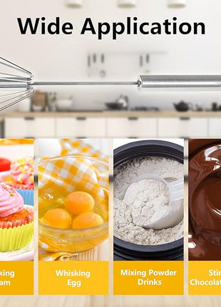 Newness Egg Whisk, [2 Pack] Stainless Steel Blender for Home - Versatile Tool for Egg Beater, Milk Frother, Hand Push Mixer Stirrer - Kitchen Utensil for Blending, Whisking, Beating