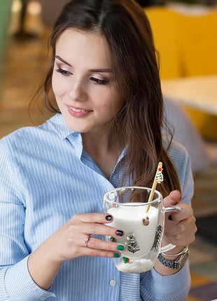 Christmas Gifts For Women Mom Friends Kids Grandma Men Cute Coffee Mugs with Christmas Socks Glass Espresso Tea Cups Kawaii Christmas Stocking Stuffers Decorations Presents Funny White Elephant Gifts