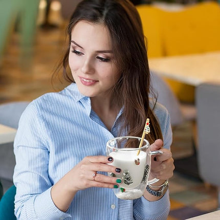 Christmas Gifts For Women Mom Friends Kids Grandma Men Cute Coffee Mugs with Christmas Socks Glass Espresso Tea Cups Kawaii Christmas Stocking Stuffers Decorations Presents Funny White Elephant Gifts