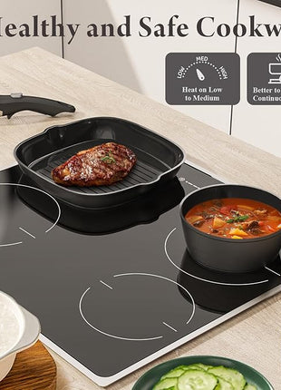 19 Pcs Pots and Pans Set Non Stick Ceramic Cookware Set with Removable Handles, Non Toxic Induction Kitchen Cookware Sets RV Cookware,Dishwasher/Oven Safe PFAS/PTFE/PFOA Free Cream White