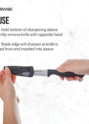 Farberware Edgekeeper 3.5-Inch Paring Knife with Self-Sharpening Blade Cover, High Carbon-Stainless Steel Kitchen Knife with Ergonomic Handle, Razor-Sharp Knife, Black