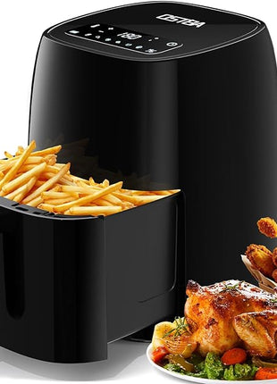 OSTBA 4.5QT Air Fryer with Tempered Glass LED Touch Screen, 6 Presets One-Touch Cooking, Adjustable Temp & Time, Dishwasher Safe Nonstick Basket, Oil-Free Healthy Cooking, 1–4 People