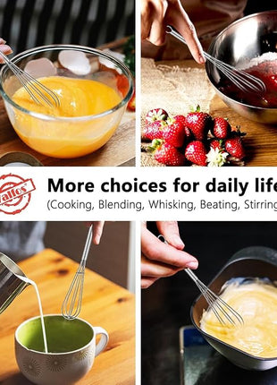 Walfos Mini Whisks, Small Whisk Bulk 304 Stainless Steel 6 Pieces, 5 Inch Tiny Whisk For Whisking, Beating Eggs, Mixing Sauces, Blending Ingredients