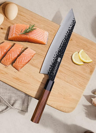 FINDKING Dynasty Series Japanese Kiritsuke Knife, Multi-Purpose Gyuto Chef knife, 9Cr18MoV High Carbon Steel Blade, African Rosewood Octagonal Handle, for Meat, Fruits, Vegetables,9 Inches