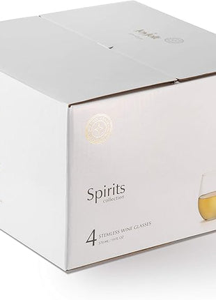 JoyJolt Stemless Wine Glasses Set of 4 – 19 oz Clear Glass Tumblers for Red & White Wine, Cocktails, Dishwasher Safe, Perfect for Home Bar, Gifts